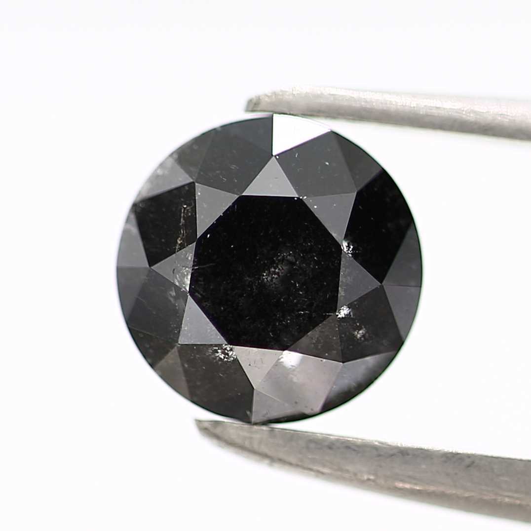 0.96 Carat Fancy Black Round Shape Brilliant Cut Natural Loose Diamond